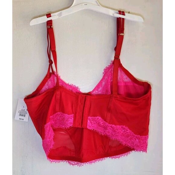 New Auden Women's Red & Pink Sexy Sheer Long Bra Adjustable Straps Size S - Picture 6 of 6